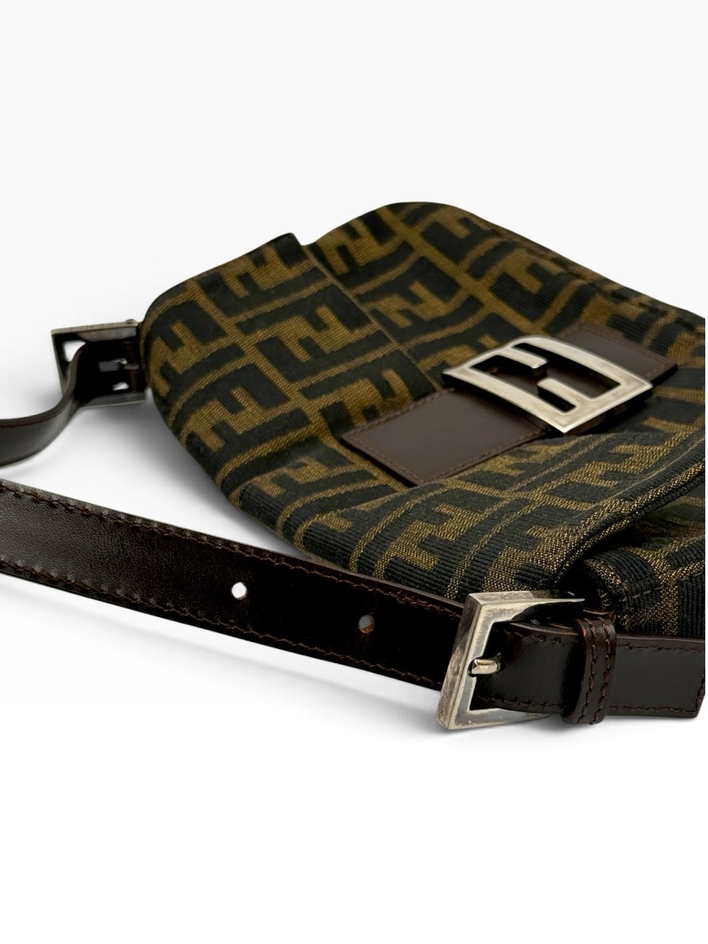 Auth FENDI ZUCCA BAGUETTE shoulder Bag Brown Monogram Canvas vintage LIKE NEW - Picture 8 of 16